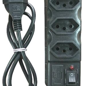 FILTRO DE LINHA 03 TOMADAS FIO 3 MTS TOMADA 2P + T PINO 2P + T PRETO 10 A