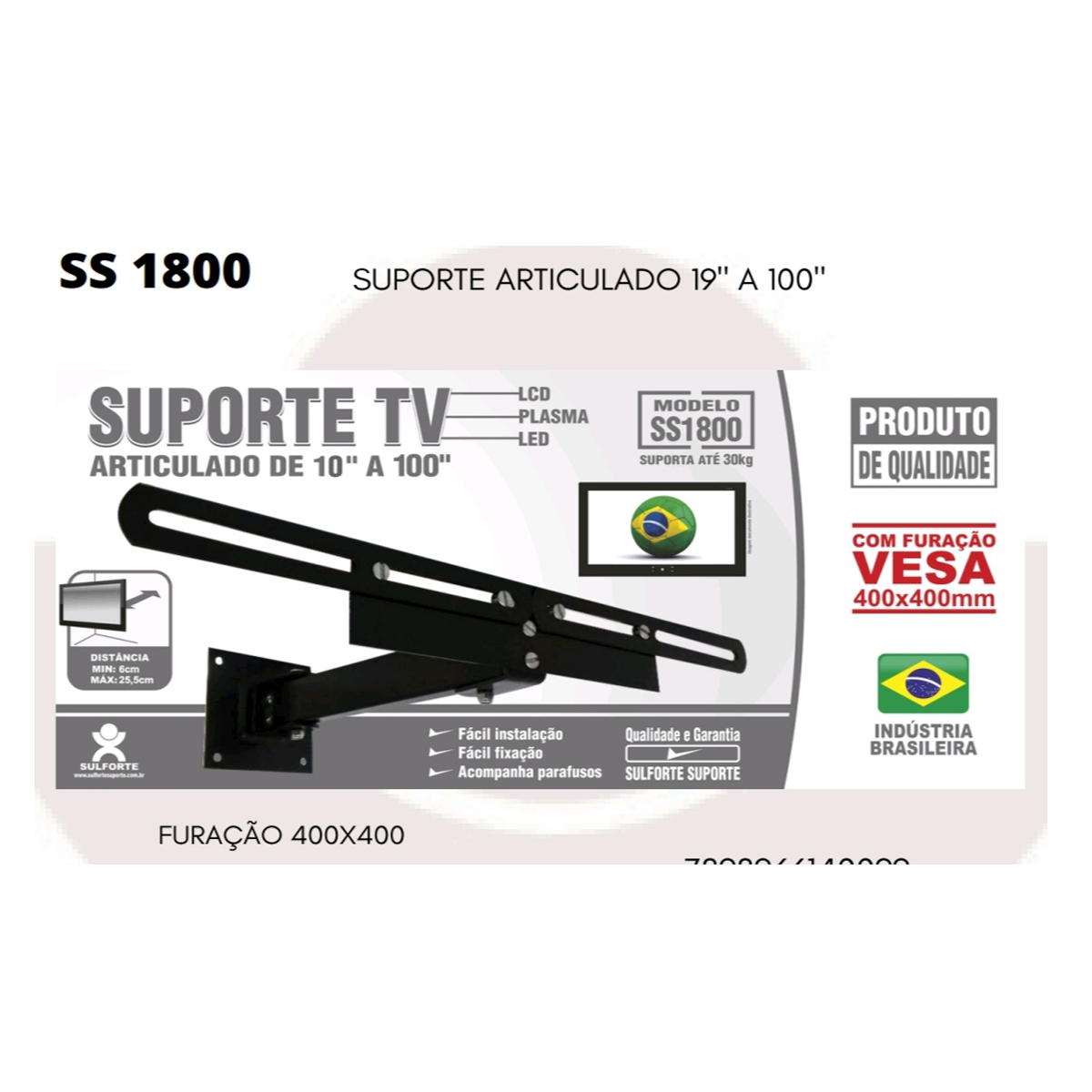 SUPORTE TV ARTICULADO SS 1800 VESA 400 MM Z